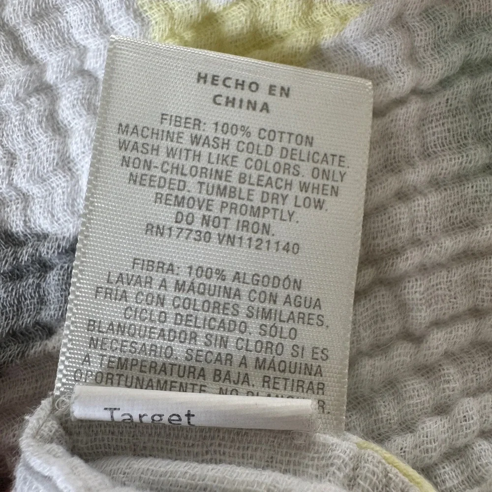 Cloud Island Baby Blanket White Cotton Muslin Gauze Triangle Print Yellow Grey - Picture 3 of 5